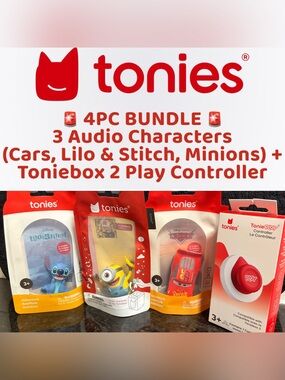 Tonies Bundle - 3 Audio Characters (Cars, Lilo & Stitch, Minions) + Controller